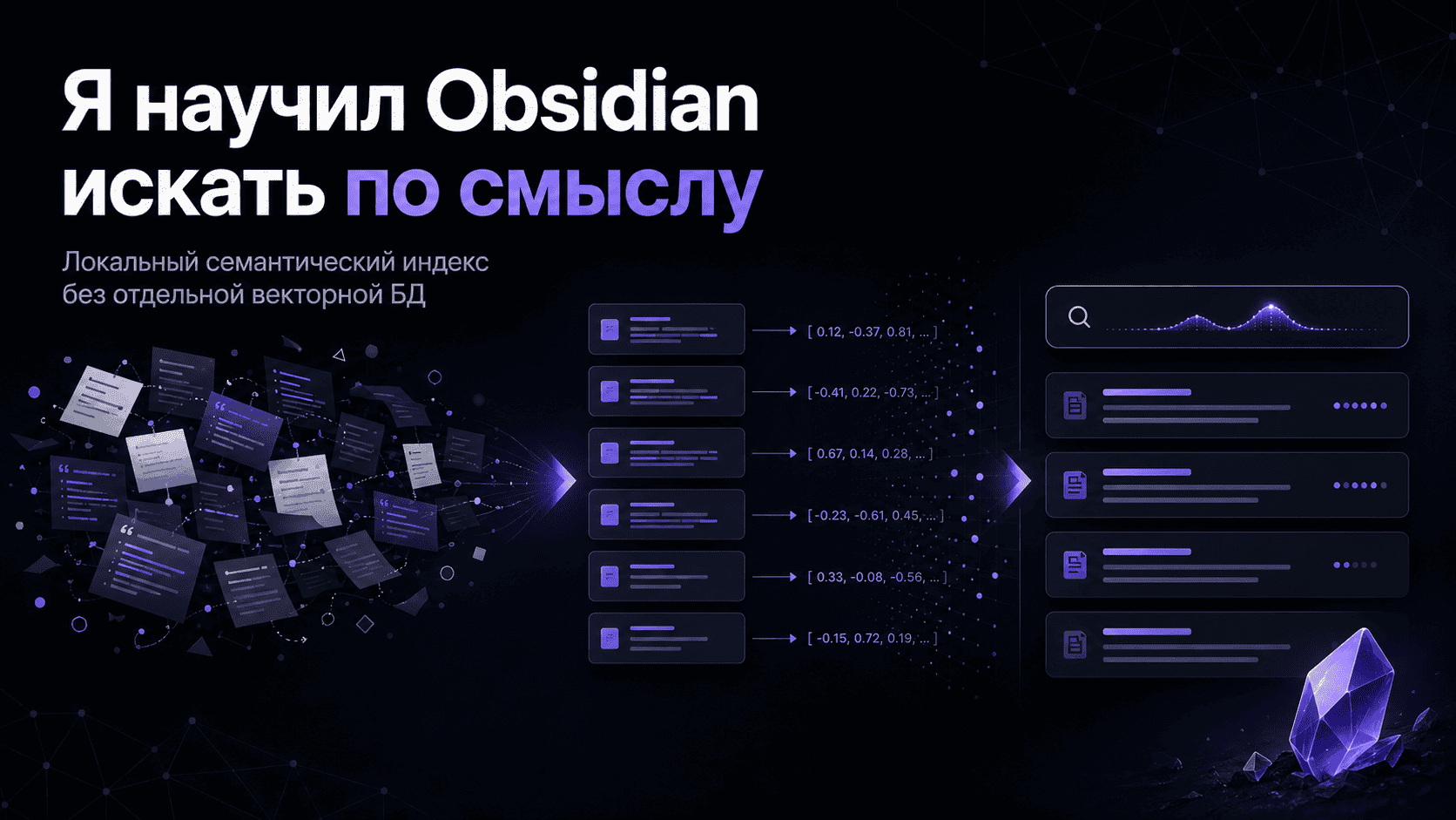 Я научил Obsidian искать по смыслу. Как устроен локальный семантический индекс без отдельной векторной БД