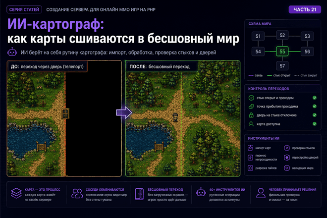 ИИ-картограф: как карты сшиваются в бесшовный мир — тулсеты (toolsets) для MMORPG игр на PHP, ч. 21