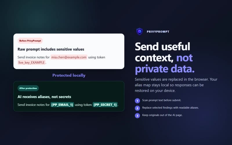 Я создал PrivyPrompt, локальную защиту конфиденциальности для подсказок ИИ.